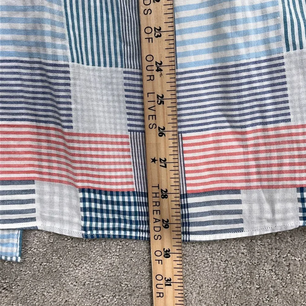 Brooks Brothers Shirt Men L Red Blue Check Plaid Gingham‎ OCBD Patchwork